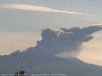 Пепловый выброс вулкана Шивелуч 01 июля 2014 г.